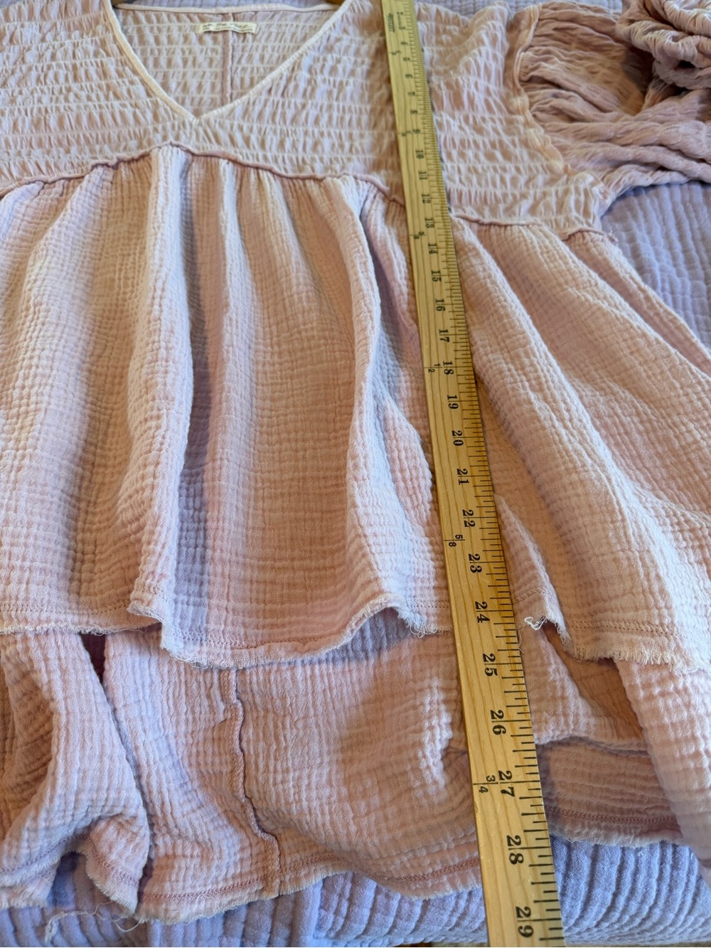 Free People We The Free Flower Power Top Pink Mauve Gauze Oversized Sz S - Picture 11 of 11